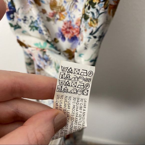 Zara Basic White & Multicolor Floral Satin Spaghetti Strap Midi Slip Dress - Picture 11 of 14